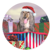Afghan Hound Christmas Surprise Sticker