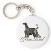 Afghan Hound, Detailed, Black Keychain