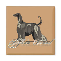 Afghan Hound, Detailed, Black Magnets