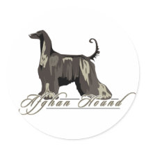 Afghan Hound, Detailed, Black Stickers