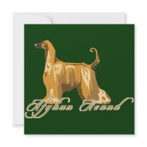 Afghan Hound, Detailed, Gold Custom Invitations