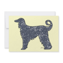 Afghan Hound Dog + Blue Hearts Flat Note Cards Custom Invite