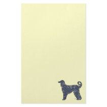 Afghan Hound Dog with Blue Hearts Stationery