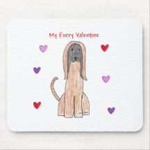 Afghan Hound Furry Valentine Mouse Pads