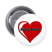 Afghan Hound Heart Buttons