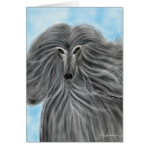 AFGHAN HOUND IN BLUE BY DIVINA  CARD