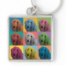 Afghan Hound Pop-Art Keychain