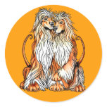 Afghan Hound Puppy Love Round Stickers