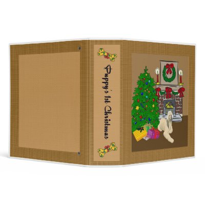 Afghan Hound Puppy's 1st Christmas Scrapbook 3 Ring Binders by freespiritdesigns