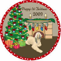 Afghan hound Puppy's First Christmas Ornament 2009 photo sculptures