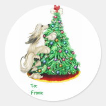 Afghan Hound Reach Goals Cream Gift Tags stickers