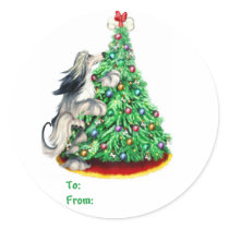 Afghan Hound Reach Goals Dom Blue Cream Gift Tags stickers