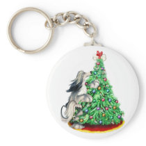 Afghan Hound Reach Goals Domino Blue Cream Key Chain