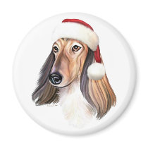 Afghan Hound Red Santa magnets by DanesRUs Afghan Hound Red Santa magnets