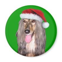 Afghan Hound Santa Claus Fridge Magnet