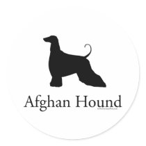 Afghan Hound Silhouette Round Stickers