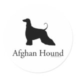 Afghan Hound Silhouette Round Stickers
