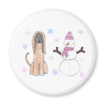Afghan Hound & Snowman Fridge Magnet