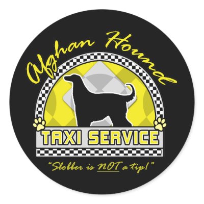 Afghan Hound Taxi Service Stickers by MenagerieMayhem