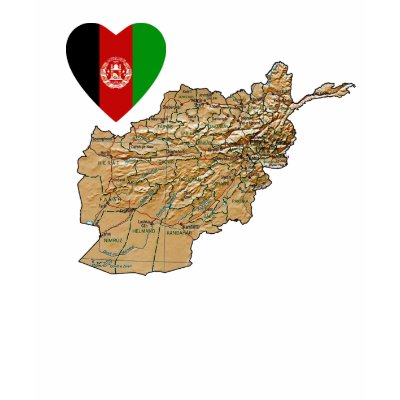 Afghanistan Flag Heart and Map