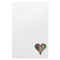 Afghanistan Flag In A Heart Stationery Paper