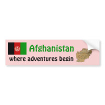 Afghanistan Flag + Map Bumper Sticker