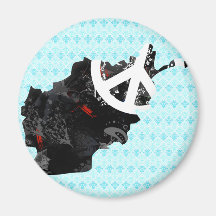 Afghanistan Trendy Peace Sign with Afghan map Magnets