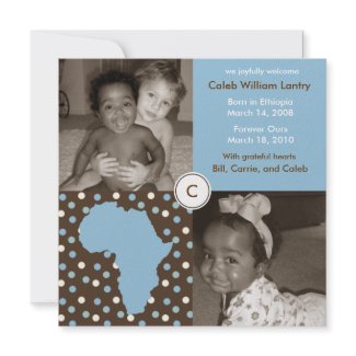 Africa Block: Blue Polkas invitation