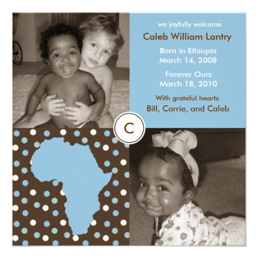 Africa Block: Blue Polkas Personalized Announcements