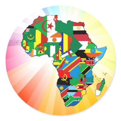 Africa Continent Flag Map 2 Round Stickers by BasheeraDesigns