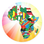 Africa Continent Flag Map 2 Round Stickers