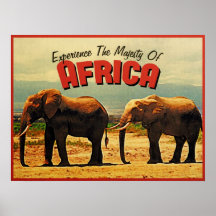 Africa Elephants Vintage Travel Print