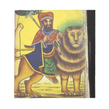 Africa, Ethiopia. Artwork depicting Lion of Scratch Pads