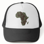 Africa Map African Warrior Artwork Mesh Hats