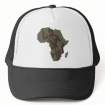 Africa Map African Warrior Artwork Mesh Hats