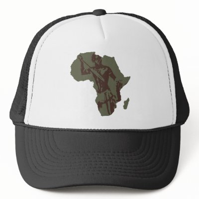 Africa Map African Warrior Artwork Mesh Hats by Funkart