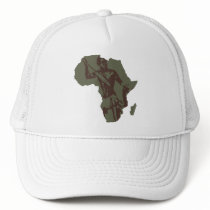 Africa Map African Warrior Artwork hats