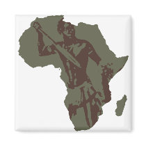 Africa Map African Warrior Artwork magnets by Funkart Africa Map African Warrior Artwork magnets