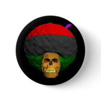 African Afro Skull buttons