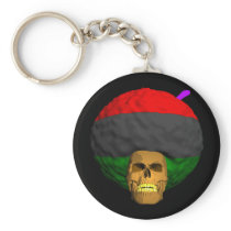 African Afro Skull Key Chain