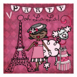 African Amer. Girl Ooh La La Paris Birthday Invite
