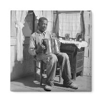 African American Accordion Player, 1941 Refrigerator Magnets