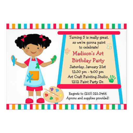 African American Art Paint Party Birthday Custom Invitation
