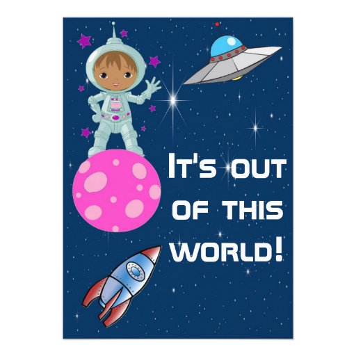 African American Astronaut Birthday Invitation