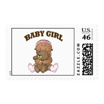 African American Baby Girl and Bear Stamp