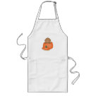 long_apron - An African American baby inside an orange pumpkin on Halloween cards, tote bags, T-shirts, bodysuits, magnets, and other Halloween items you can customize yourself with text or a name!: Sizes  Available colors: white