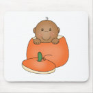 standard_mousepad - An African American baby inside an orange pumpkin on Halloween cards, tote bags, T-shirts, bodysuits, magnets, and other Halloween items you can customize yourself with text or a name!: Sizes 