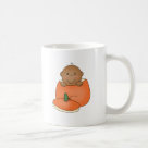 basic_mug - An African American baby inside an orange pumpkin on Halloween cards, tote bags, T-shirts, bodysuits, magnets, and other Halloween items you can customize yourself with text or a name!: Sizes  Available colors: white