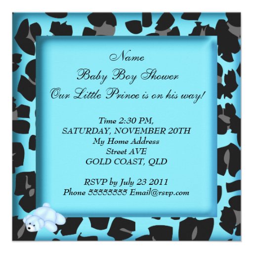 African American Baby Shower Boy Animal Bear Invites
