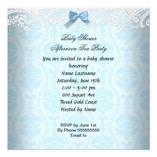 African American Baby Shower Boy Blue Baby Teacup Custom Invite
